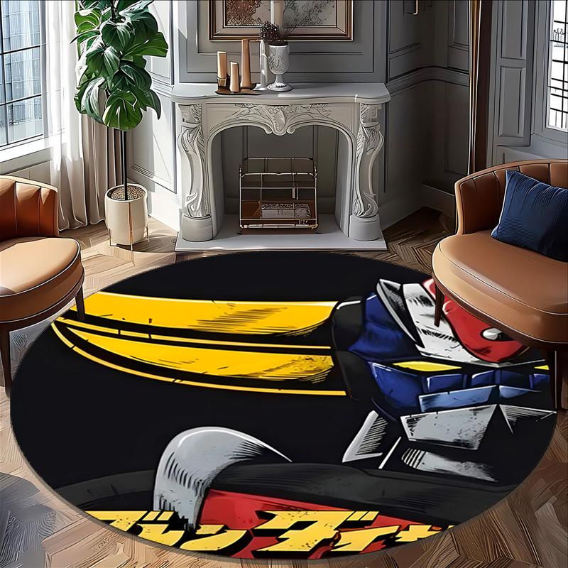 1pc UFO Robot Grendizer9 Print Round Carpet Chair Round Carpet Suitable for Bedroom Living Room Home Decorative Carpet