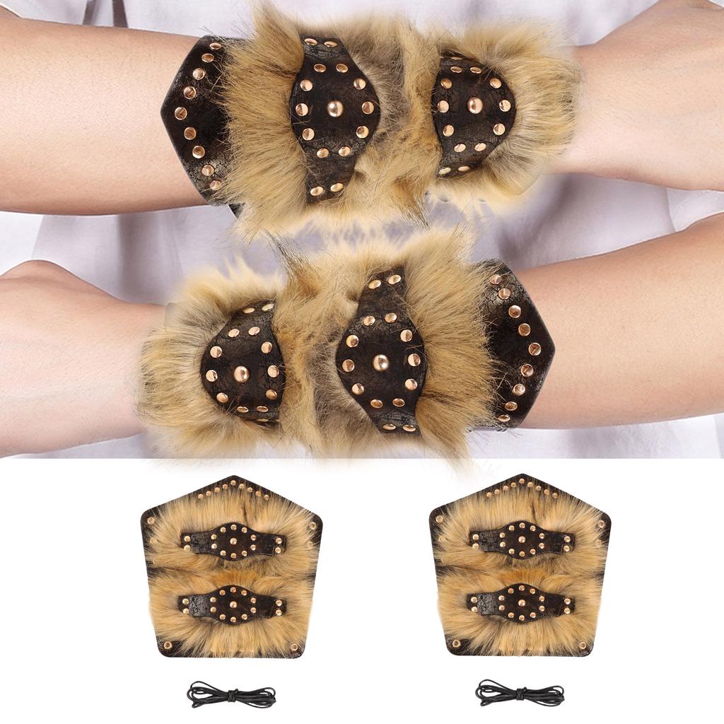 Riveted PU Leather Wrist Bracers Adjustable Size Cuff Bracelet Fashionable Wrist Guards Music Festival Accessories