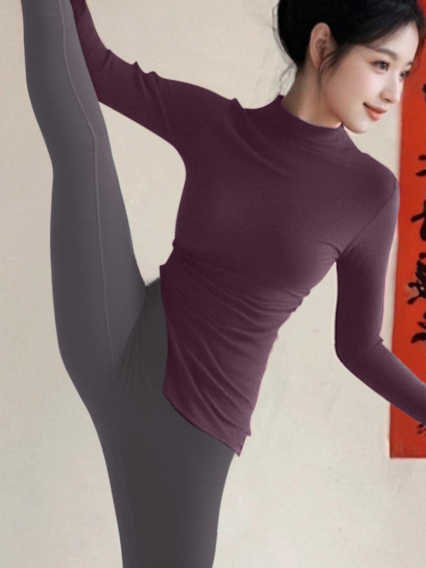 

2025 Women s Luxe Hot Yoga & Pilates Set: Long Sleeve Top for Outdoor & Studio, Autumn/Winter Style. S