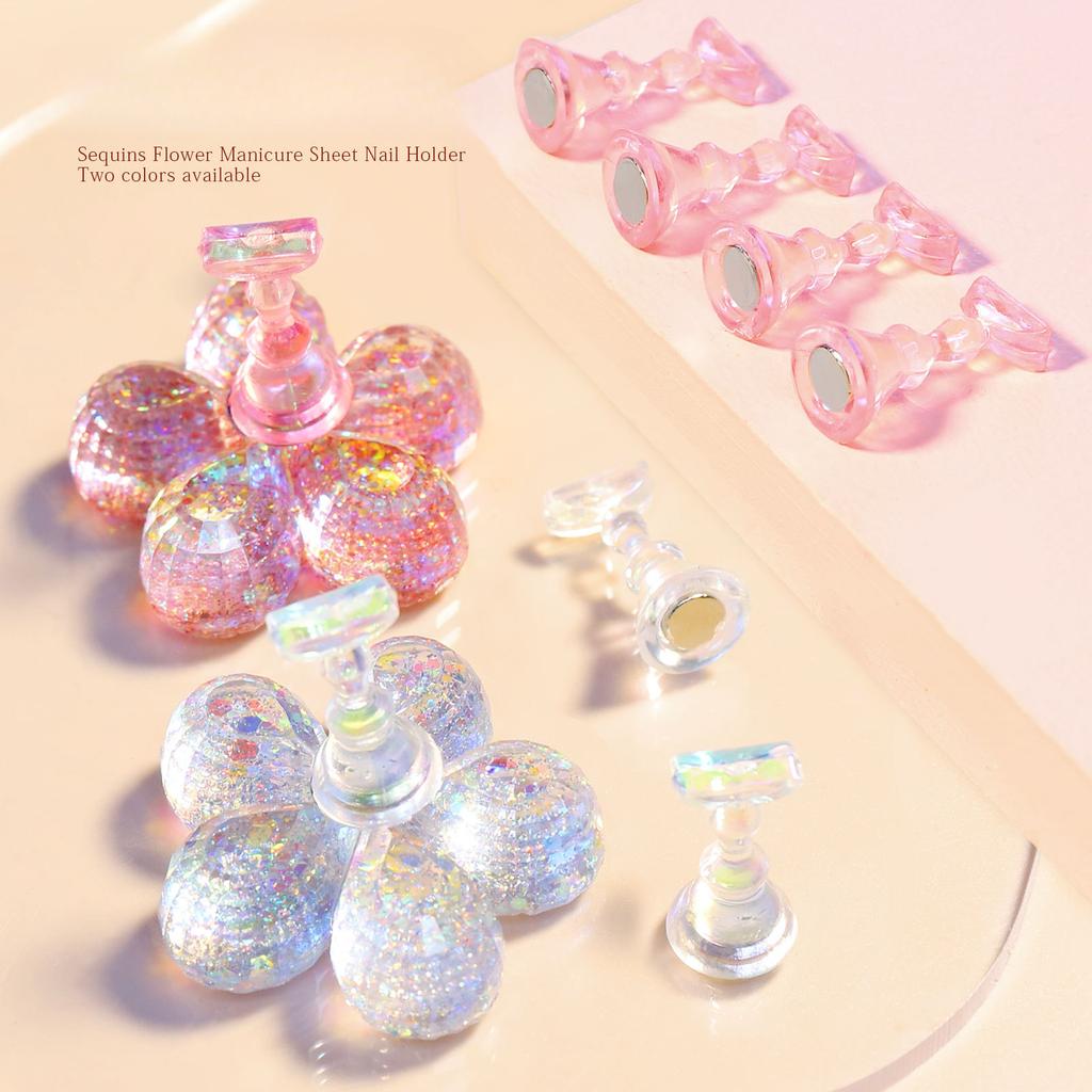 Nail Art Holder Base Plum Blossom Symphony Sequins With Magnets Beginner Manicurist Fixed Nail Piece Practice Rack