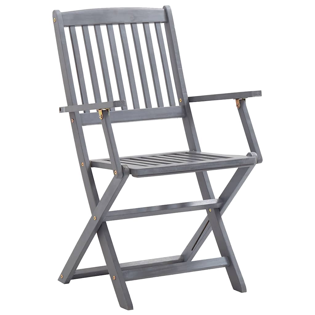 Foldable Garden Chairs 8 pcs with Cushions Solid Acacia Wood