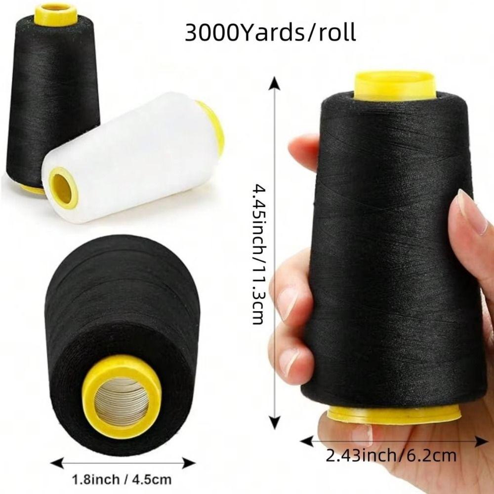 DIY Cones Spool 402 Sewing Thread 3000yards Black White Jeans Thread Sewing Thread Household