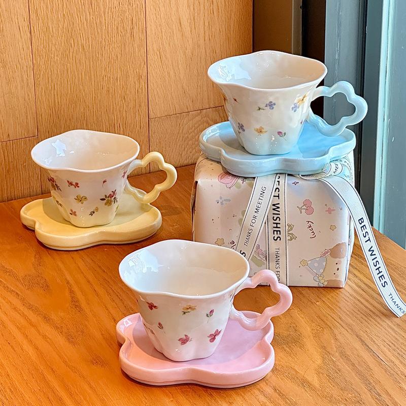 Birthday gift for girls, high-value flowers, coffee cups, gift boxes, ceramic cups and saucers, afternoon tea, water cups, souvenirs