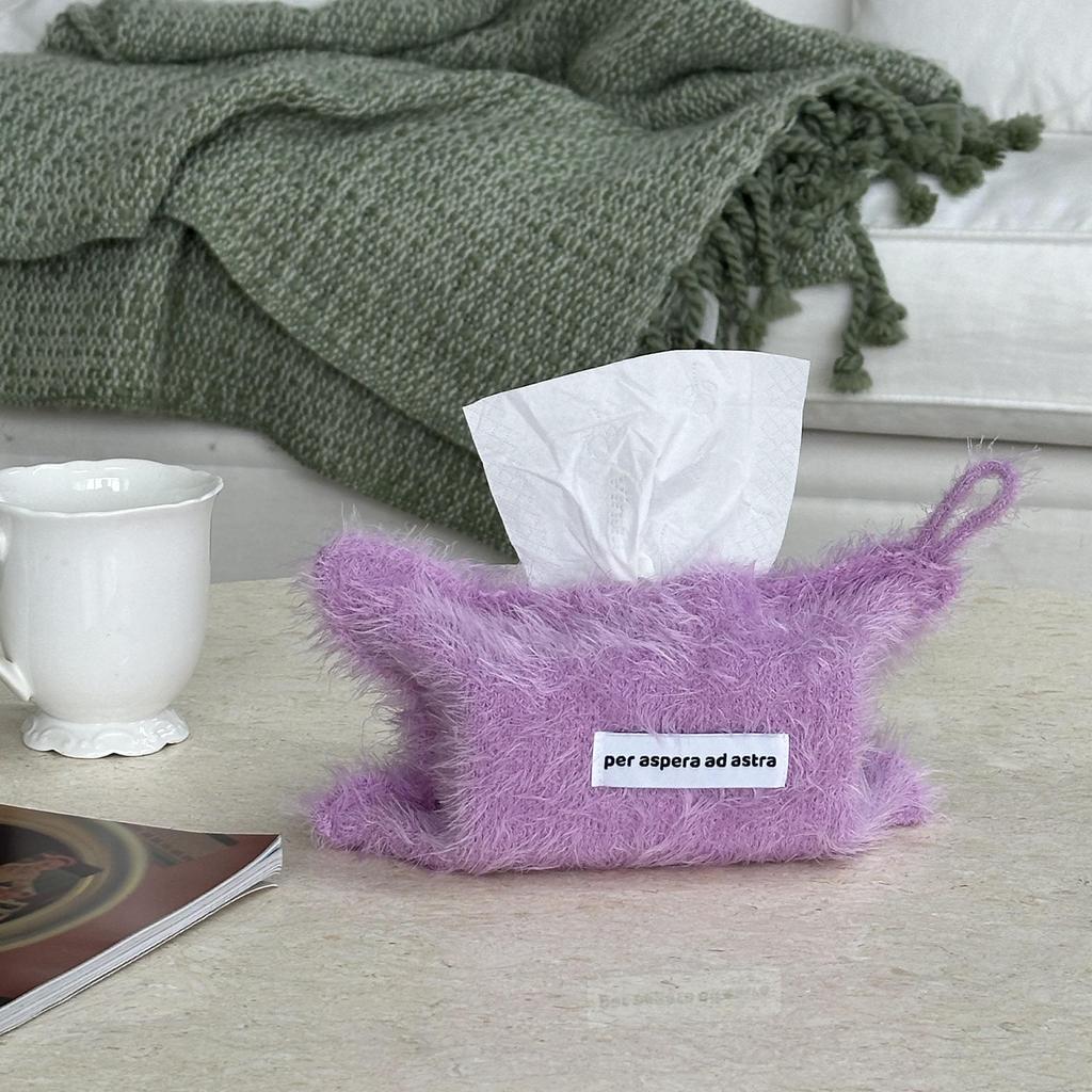 Nordic Style Plush Solid Color Napkin Boxes Issue Bag Thread Napkin Holder Tissue Bag Storage Napkins Tabletop Decoration