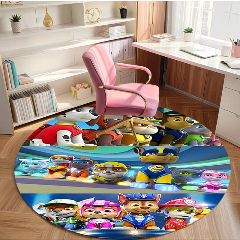 Jungle Pups Print Round Rug, Washable Floor Carpet, For Entryway Dorm Laundry Room Office Study, Home Decor Birthday Christmas Gift