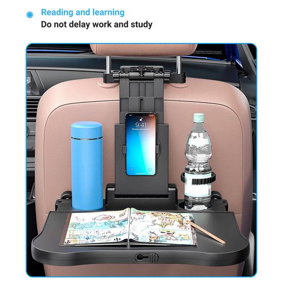A08 Car Travel Table Board Multifunctional Height Adjustable Universal Headrest Mount Seat