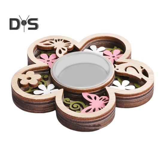 Wood Carving Butterfly Candle Holder Love Heart Votive Tealight Candle Stand Living Room Bathroom Candlestick Decoration Table Centerpiece