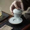 80ML High End Azure Ru Kiln Ceramic Gaiwan Elegant Three Talent Hand Grip Tea Tureen Tea Maker Cover Bowl For Tea Ornaments Gift