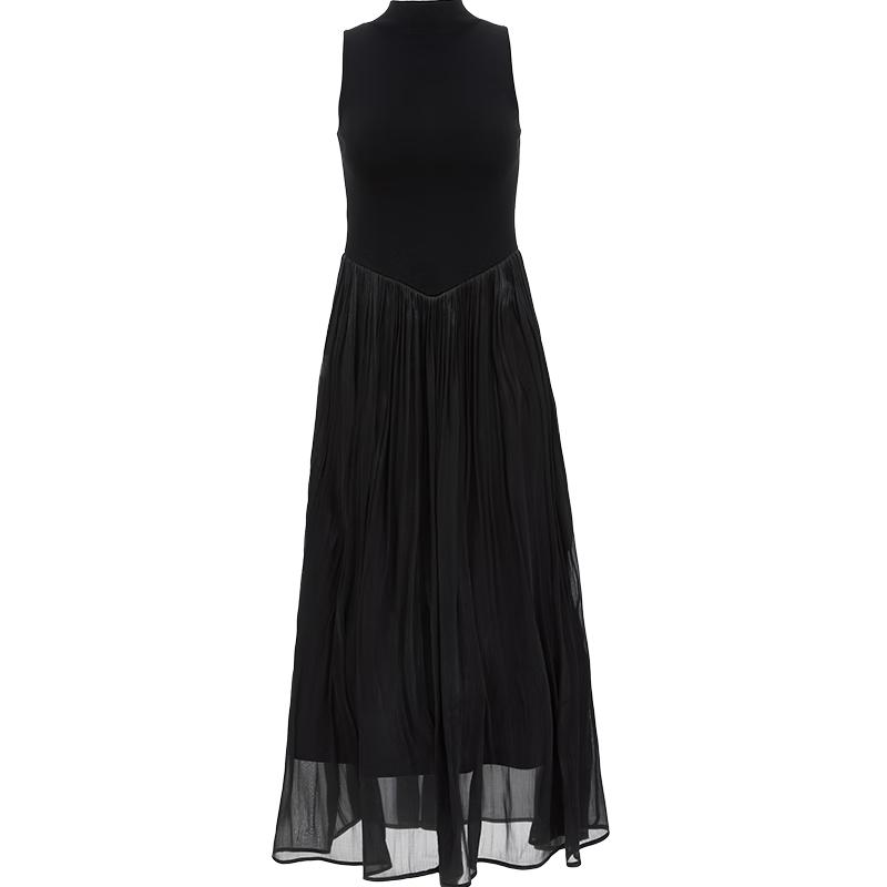 

VEROMODA 2025 Spring Sleeveless Knit & Chiffon A-Line Maxi Dress L