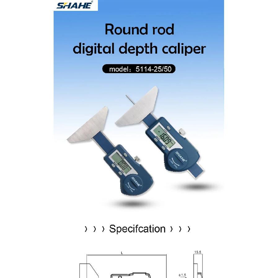 SHAHE Digital Depth Gauge 0-25mm/0-50 Mm Tread Depth Gauge For Car Tire Digital Depth Calipers Measuring Tools