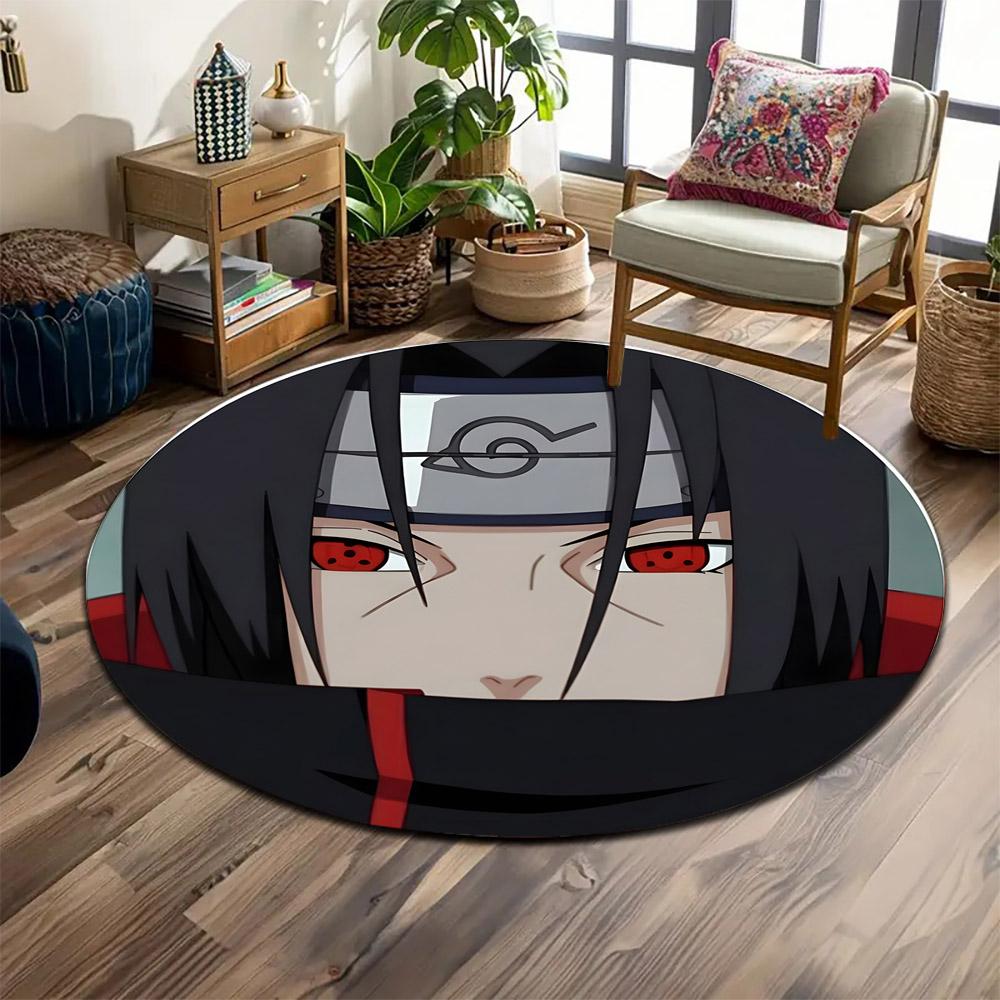 "Red-Eyed Ninja with Headband" Print round rug, living room, bedroom, playroom carpet, non slip floor mat, gift