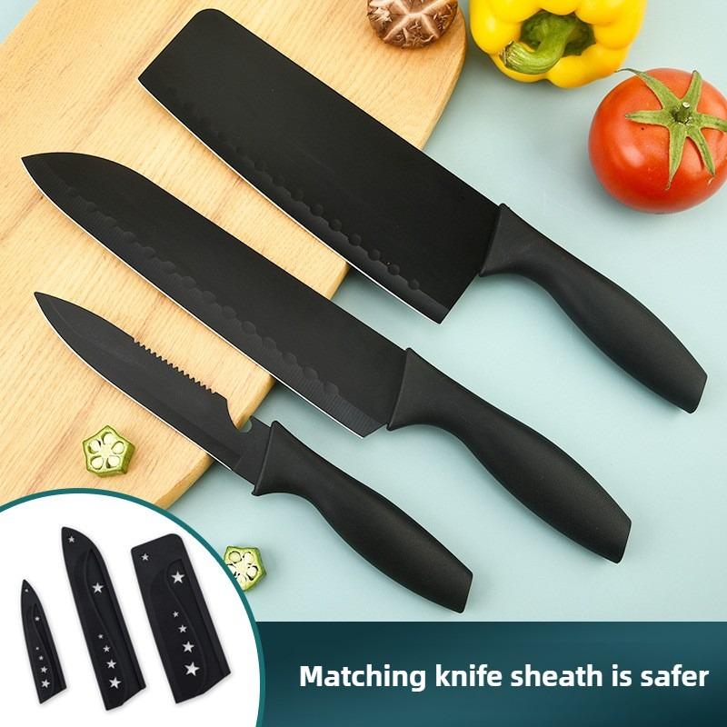 Stainless Steel Black Blade Three Piece Knife Set Japanese Multipurpose Chef Knife Cooking Tool
