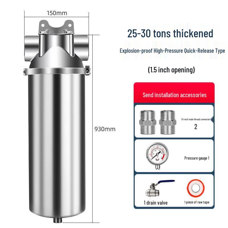 YunDuo Stainless Steel Whole House Water Pre-Filter, 1.5-inch Connection