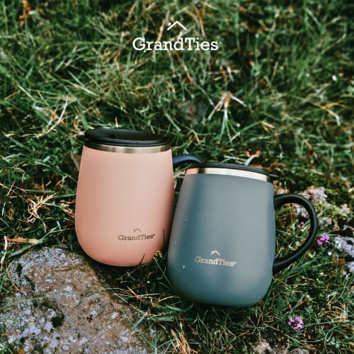 GRANDTIES Premium Vacuum Insulated Mug, 460ml, Available In 19 Colors, with Easy-Open Sliding Lid, Stainless Steel Double-Wall Vacuum Insulation, and