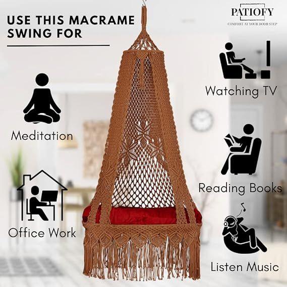 Ceiling Hanging Swing Chair (Brown) Polyester