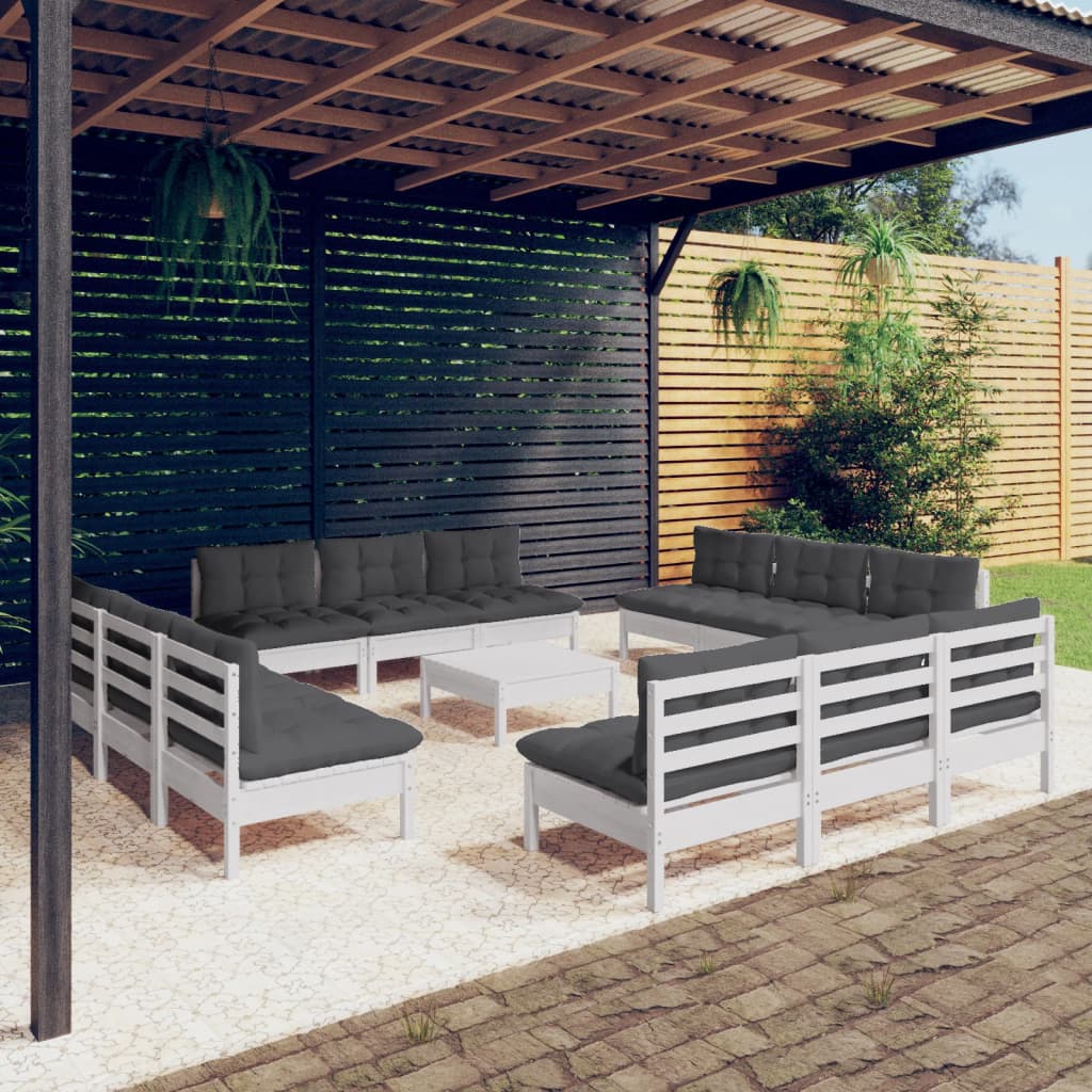 13 Piece Garden Lounge Set with Anthracite Cushions Pine Wood