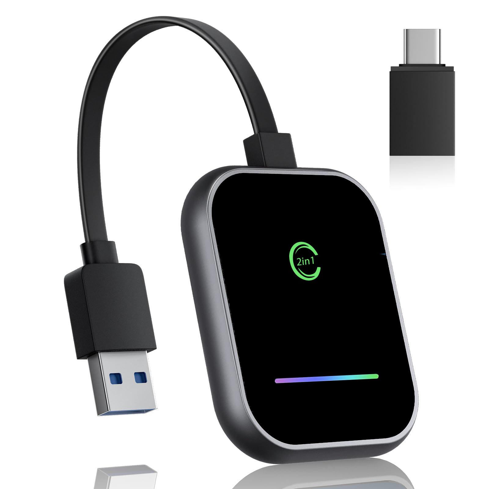 

2 in 1 Wireless CarPlay Android/iPhone adapter WiFi BT Smart Box Wired to Wireless Auto Dongle Plug & Multimedia Player Adapter серый