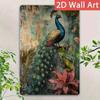 Vintage Metal Wall Art Peacock Tropical Garden Decor Aluminum 12x8in Bright Feathers Weatherproof