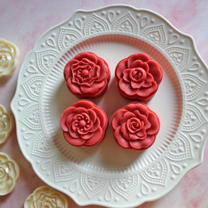 Hand Pressure Moon Cake Molds Flower Pattern Cookie Stamp Moon Cake Maker MidAutumn Festival making Cookie Pastries Tool