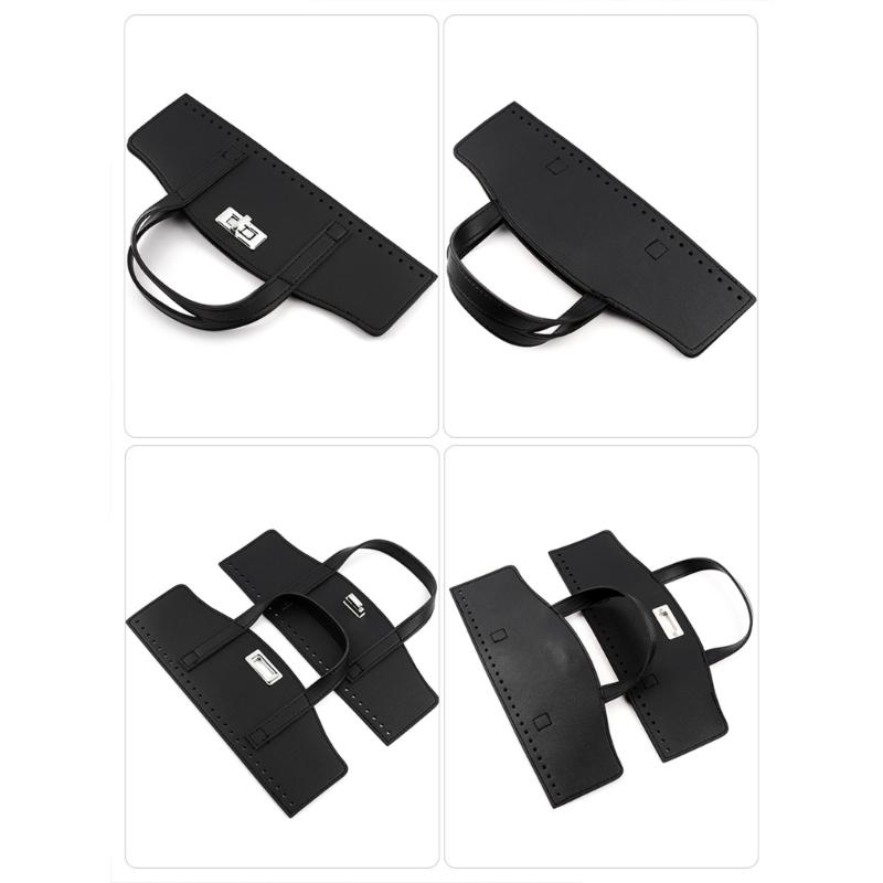 1Set Detachable PU Leather Bag Handle Bag Flap Cover with Lock Replacement Accessorie for DIY Crochet Handbag Sewing Kit