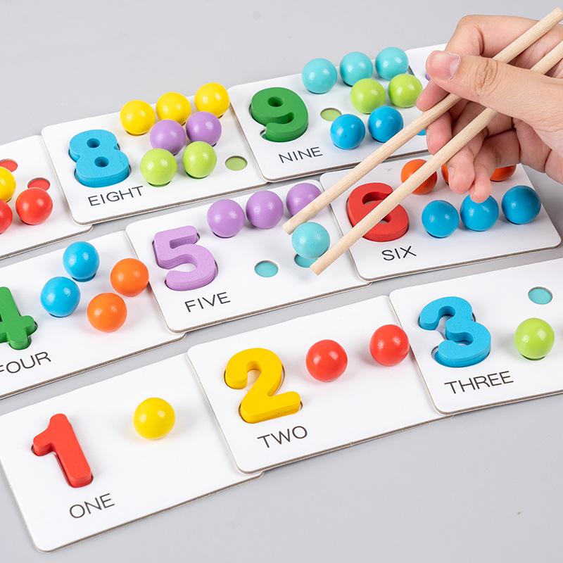 Montessori Educational Number Clip Beads - Early Math Color Matching Puzzle for Kids