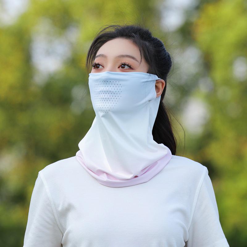 Gradient Colors Breathable Soft Ice Silk Uv Sun Protection Face Mask Summer Outdoor Cycling Hiking Unisex Face Scarf