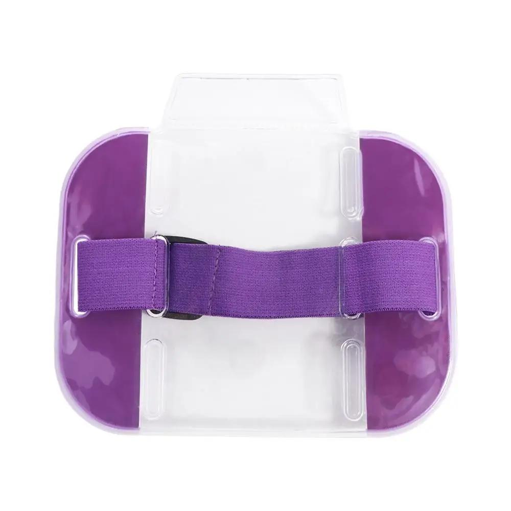 

Adjustable Elastic Arm Band ID Badge Holder for Men Women PVC Plastic Card Holder Photo Armband ID Card Bag Wholesale фіолетовий