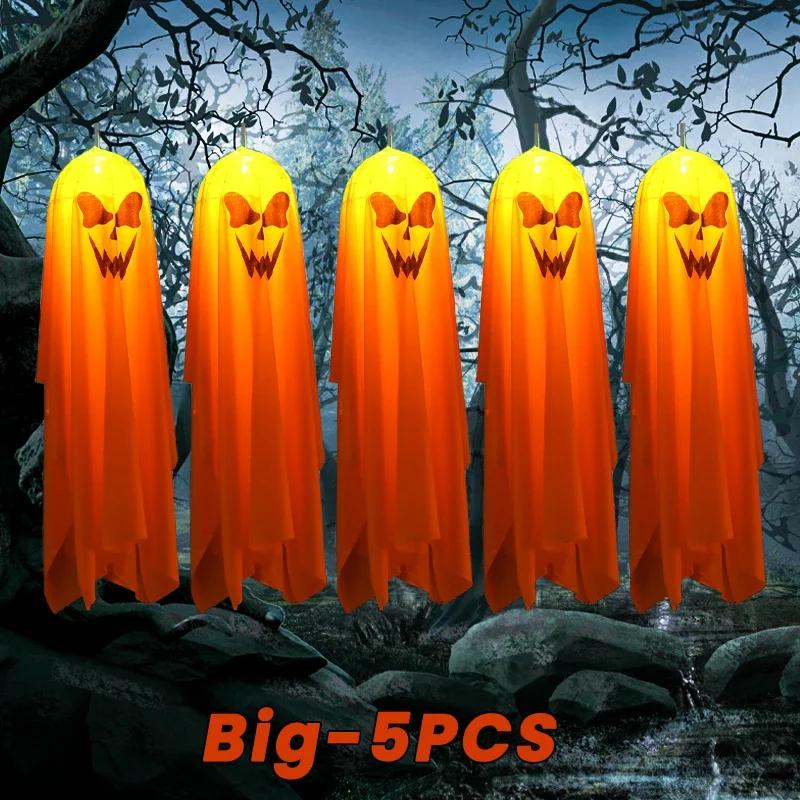 Halloween LED Ghost Lights DIY Hanging Decor Spooky Indoor Party Atmosphere Lighting For Home Scary Decorations Party Supplies