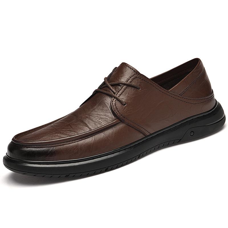 Men s Cross-Border Leather Lace-Up Casual Formal Loafers - Cowhide, Plus Size Available Size 38
