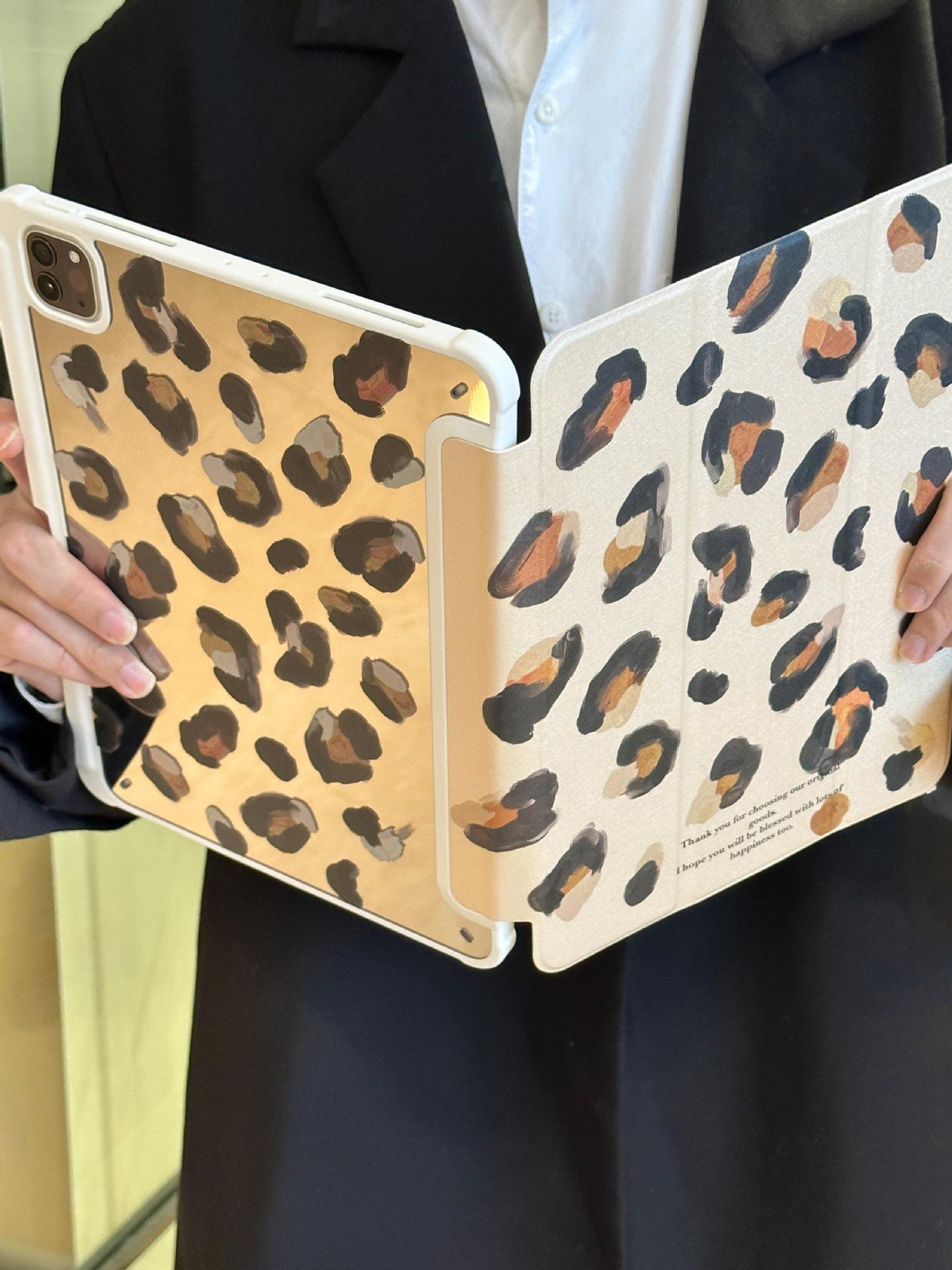 

Leopard Print Three-Fold Mirror Case for iPad Mini 6/Pro (2021/2025) iPad mini 6/7 (8.3 inches)