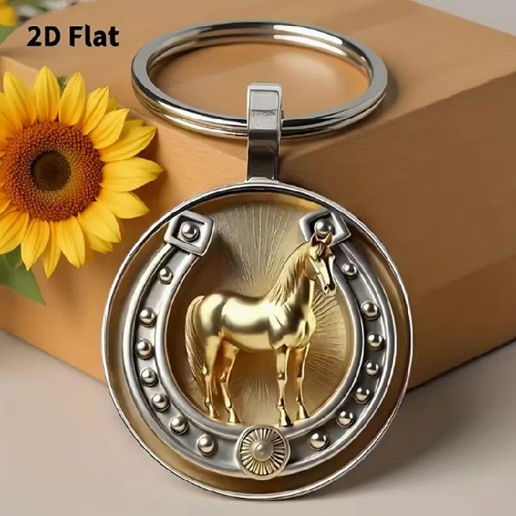 Horseshoe Shaped Keychain With Exquisite Embossing And Gold Plating Lightweight Design For Versatile Use As Symbolic Charm
