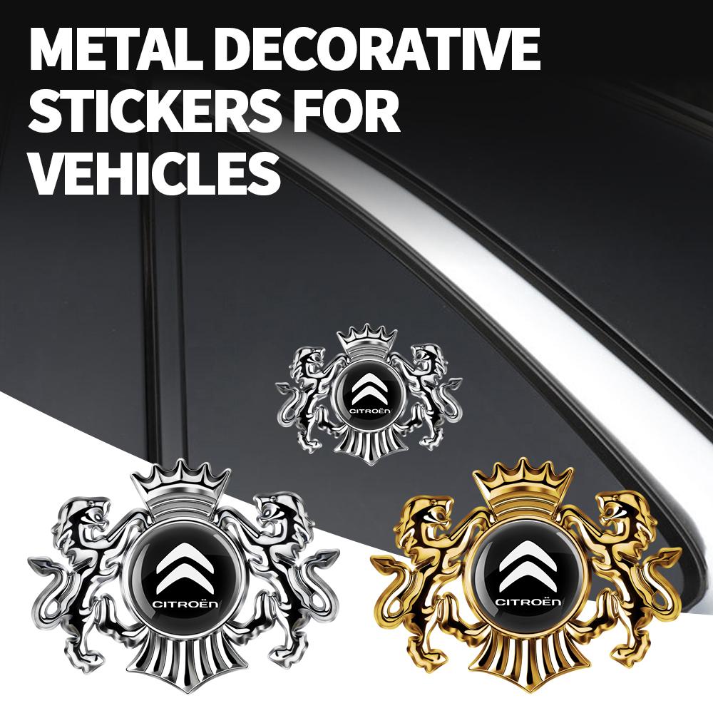 VYTR5 1PCS Car Style Body Trunk Decoration Sticker 3D Metal Lion Crown Emblem Sticker For Citroen C1 C2 C3 C4L VTS C-ELYSEE C3-XR DS