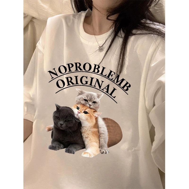 summer Women funny cartoon Print T Shirt harajuku Round Neck loose Casual Y2K Harajuku Tops korean white graphic t-shirts young girl