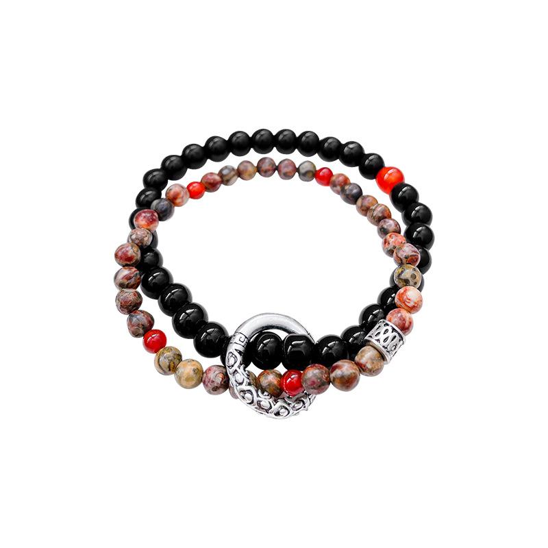 New Chinese style national style safety buckle beaded bracelet women's 2025 imitation natural stone bracelet couple jewelry