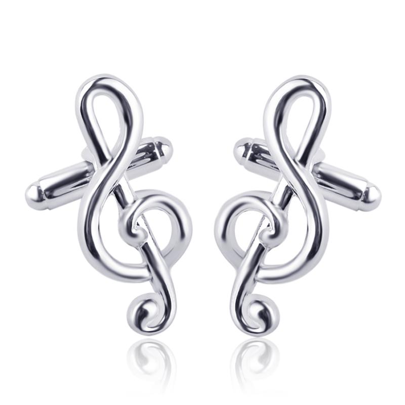 Silver Tone G Clef Shaped Cufflinks Musical Note Sleeve Button Gemelos For Mens Shirt Suit Tuxedo