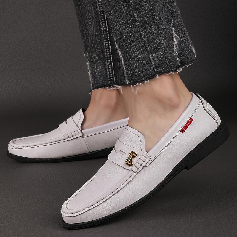 Rutschfeste Bootsschuhe Echtes Leder Herren Slipper Einfacher Mokassin Slip-on Weiche Flats Bequeme Handgefertigte Herren Fahrschuhe