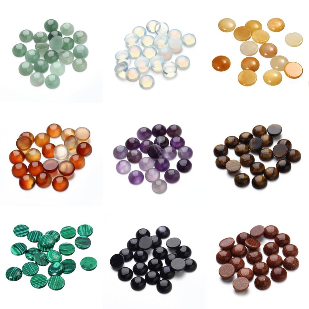 5-10pcs/lot Natural Stone Cabochon 4-25mm Amethyst Tiger Eye Agate Half Round Cabochon For DIY Ring Necklace Jewelry Accessories