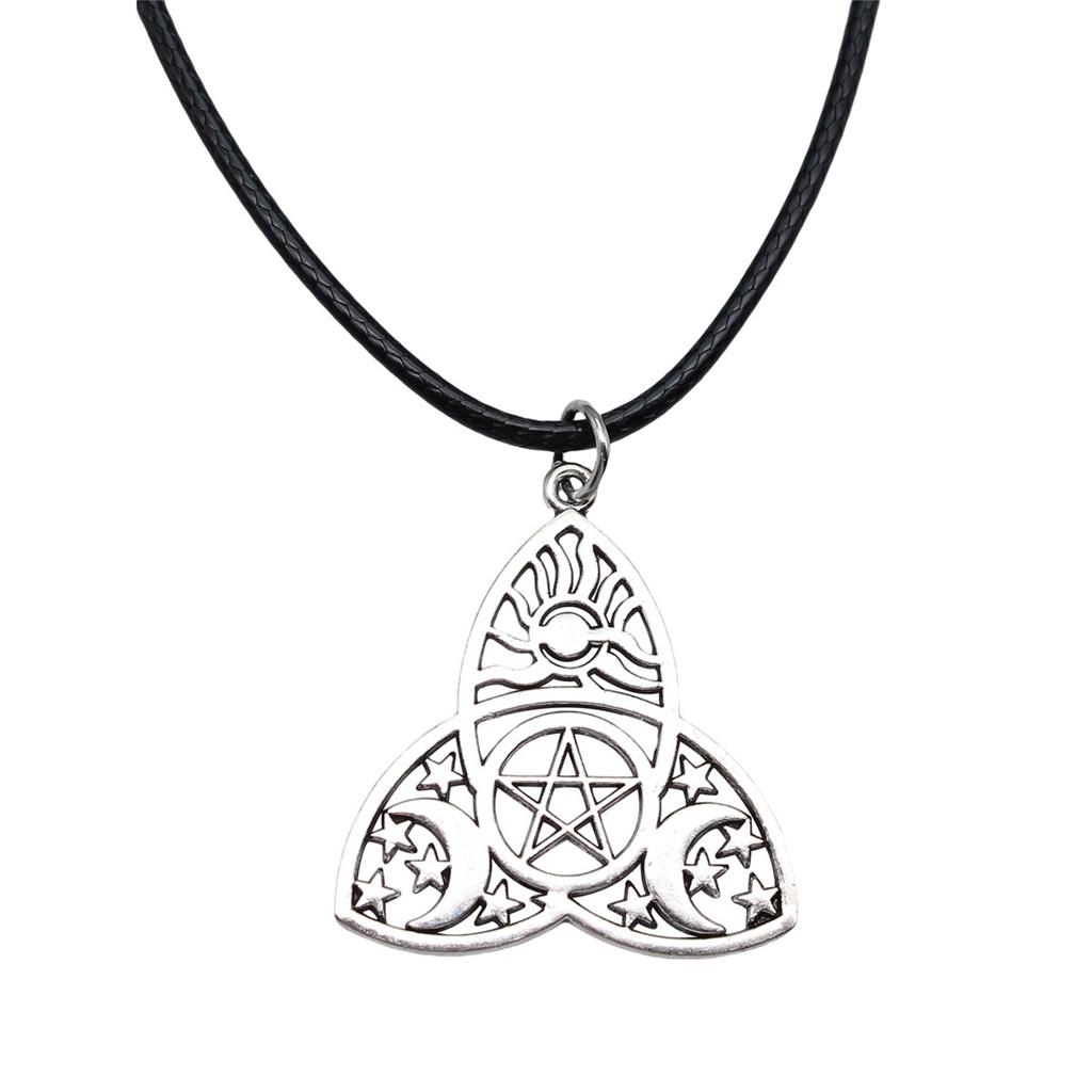 Star Pendant Necklace Vintage Minimalist Moon Sun Charms Cosmic Jewelry With 45cm Leather Chain