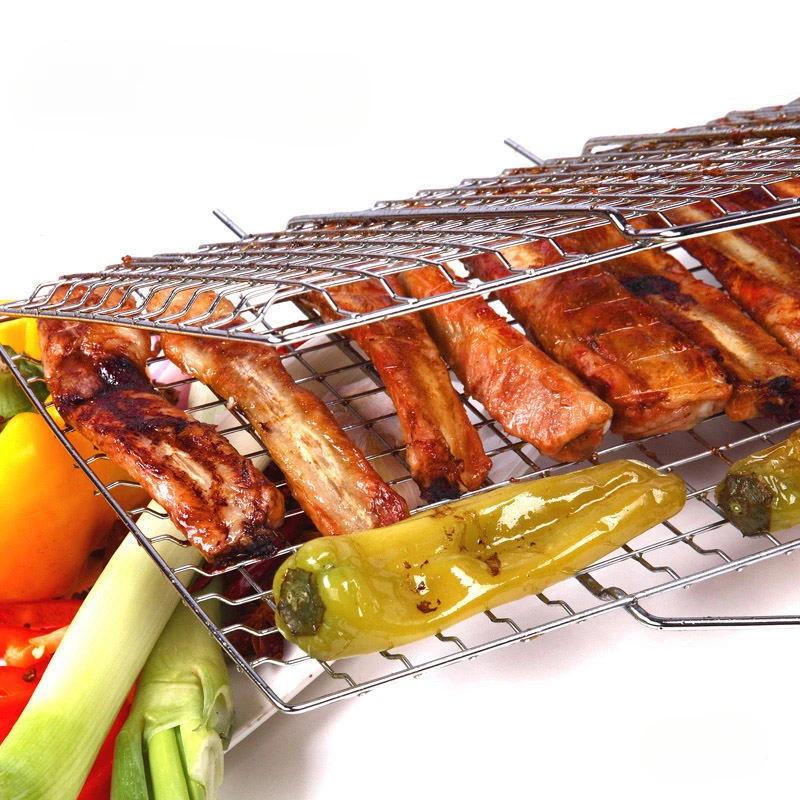 Stainless Steel BBQ Grill E Barbecue Non-stick Barbecue Kitchen Utensils Grilling Basket Meat Vegetables Steak Picnic Dining Bar