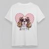 Women's Comfy T-Shirt Dog Heart Sunglasses Tee Short Soft Cotton White Oversize
