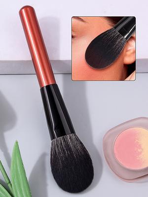 High-end Redwood Handle Tongue-shaped Makeup Brush - Multi-purpose Blush Brush, Powder Brush for Beginners' Facial Makeup