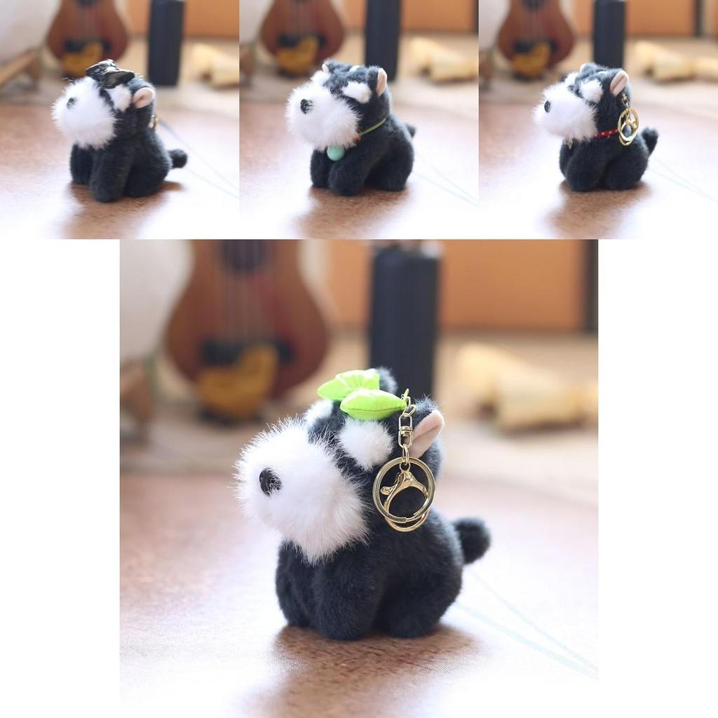 Schnauzer Dog Keychain Plush Doll Super Soft Pp Cotton Stuffed Toy Kids Room Decor