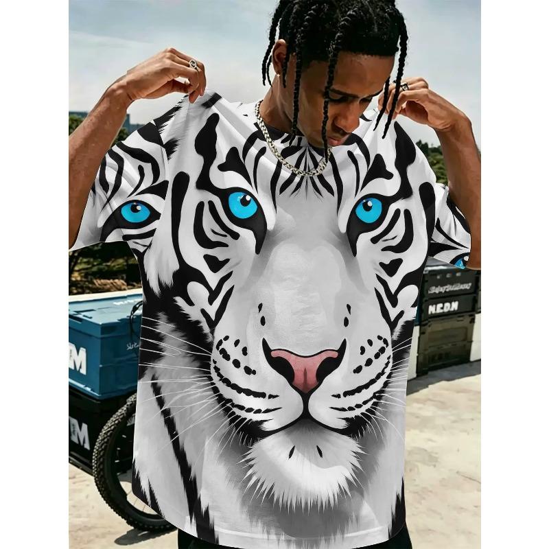 Men's Plus Size T-shirt with National Flag Animal Style 3D Printed O Neck Short Sleeved Casual Short Sleeved Tops