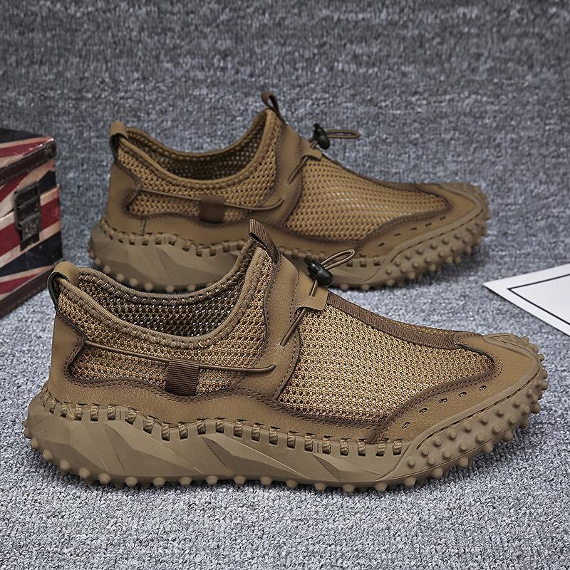 

2025 summer new foreign trade hot-selling mesh shoes men s handmade casual shoes low-top lazy one-pedal sports shoes 46 коричневий