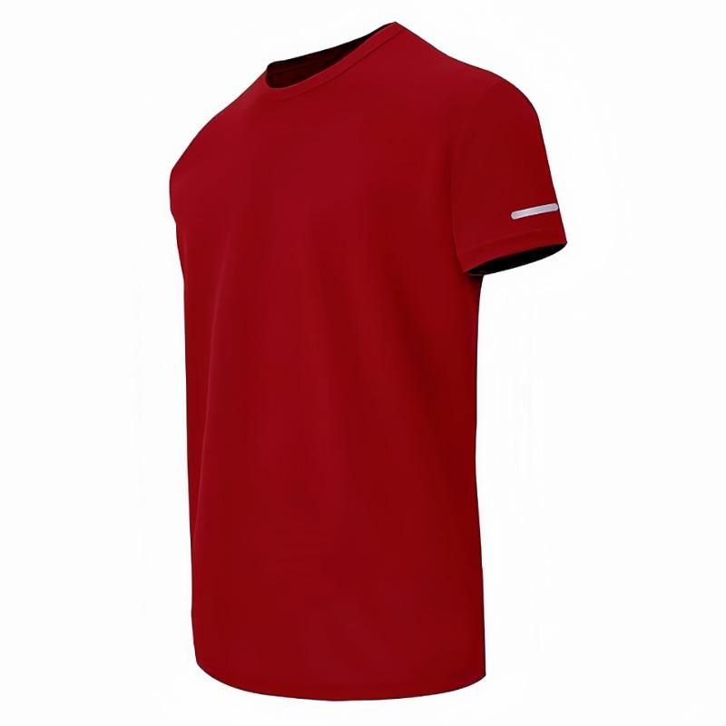 Men's Black Quick Dry Athletic T Shirt with Reflective Strip Short Sleeve