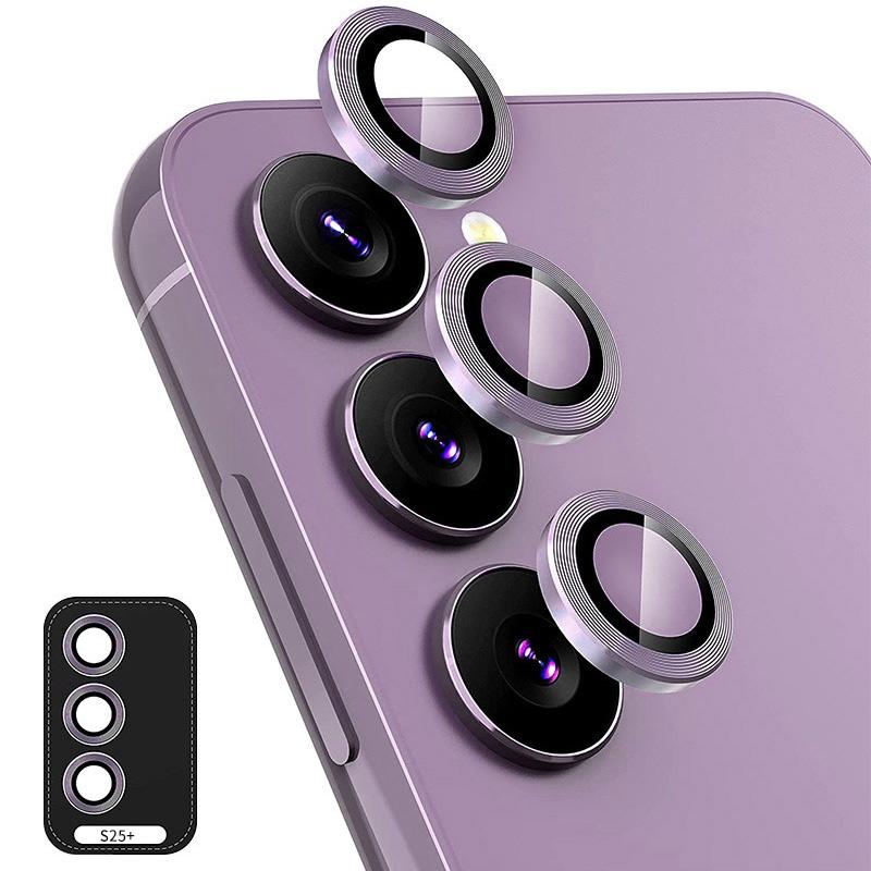 

For Samsung Galaxy S25+ Camera Lens Protector ENKAY Hat-Prince Metal Ring Lens Film Dark Purple