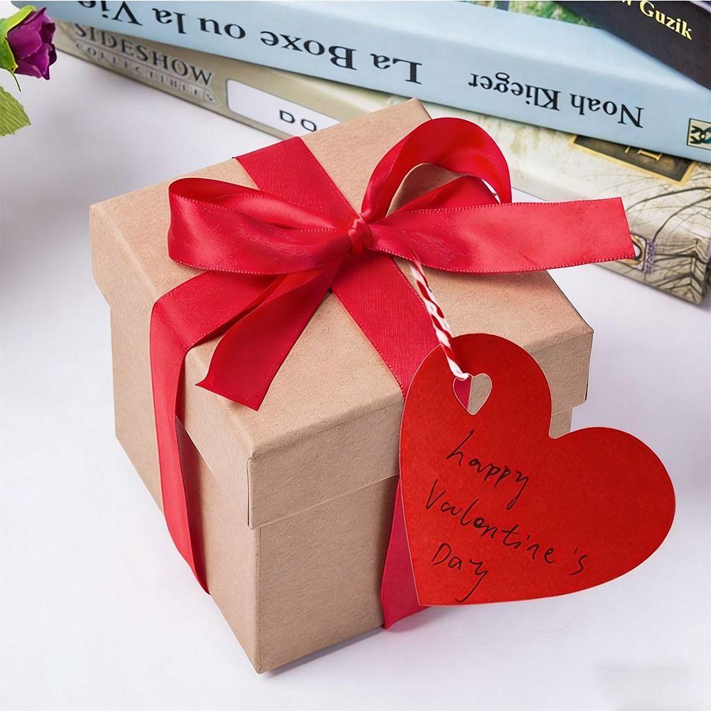 100pcs DIY Valentine's Day Tags Heart Shape Blank Red Pink Paper Heart Shaped Cards Hanging Decoration Gift Labels