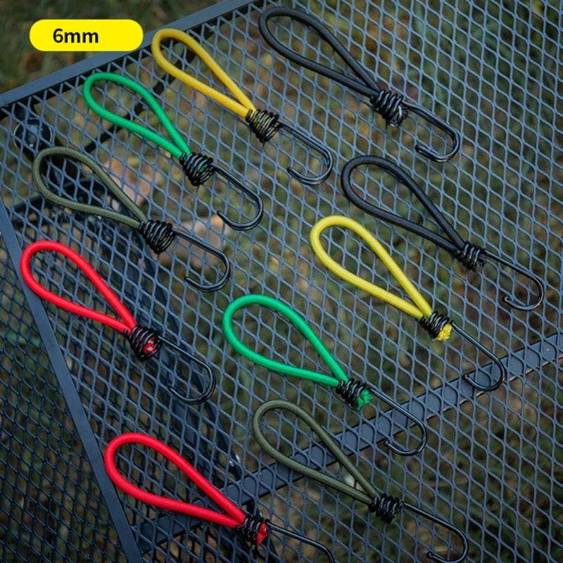 10Pcs Tent Fixings Cord String Carabiner Hook Outdoor Campings Tent Elastics Rope Hook Thickened Elastic Bands Tying Rope
