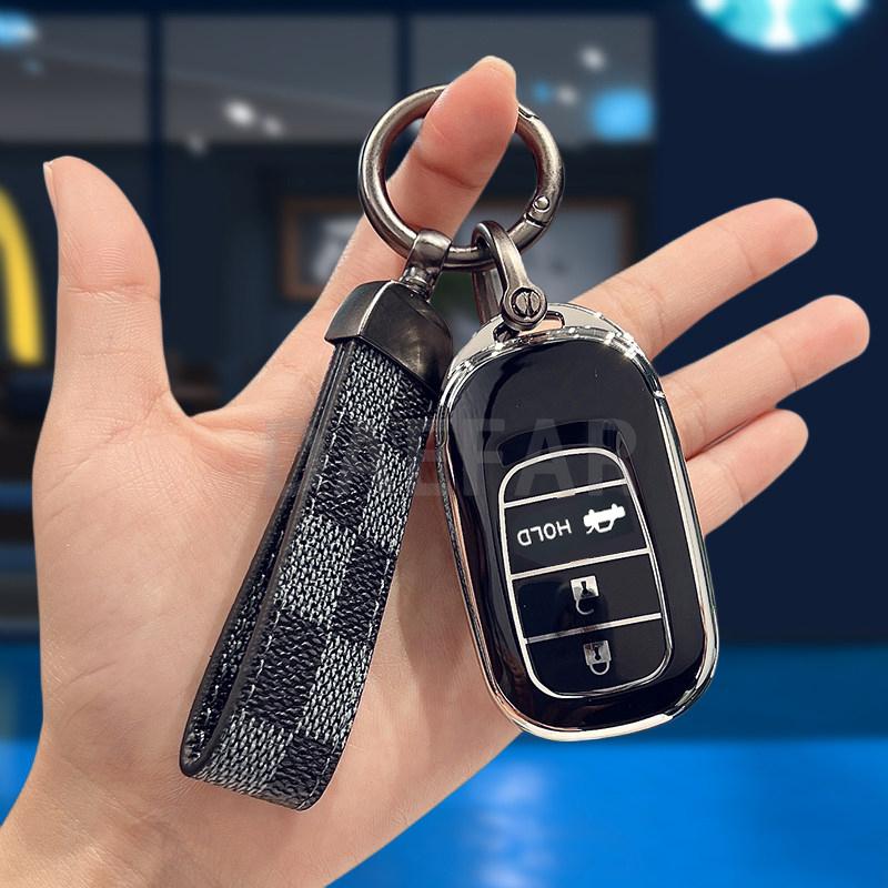Tpu Car Key Case Cover Fob Bag For Honda Accord Civic Hr-V Cr-V Pilot Sport Si Ex Ex-L Keychain Auto Accessories