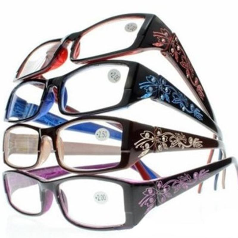 

Очки для чтения из смолы с имитацией бриллиантового цветка, 4 цвета, для дальнозоркости + 1,0 ~ + 4,0 для женщин